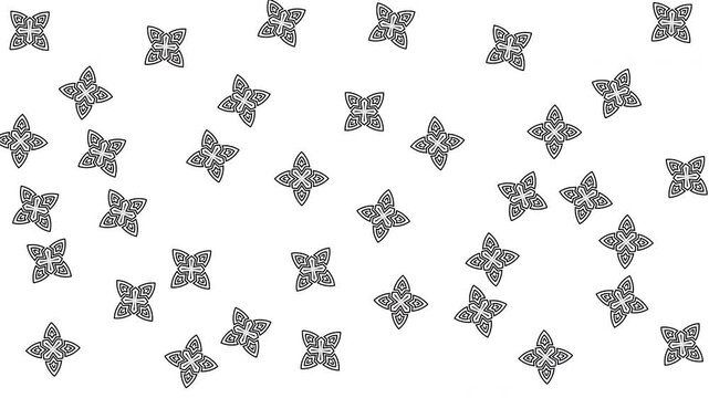 Scattering of gray fourleafed flower abstract patterns for design projects, backgrounds, wallpapers, floral themes, nature inspiration, and artistic creations.
