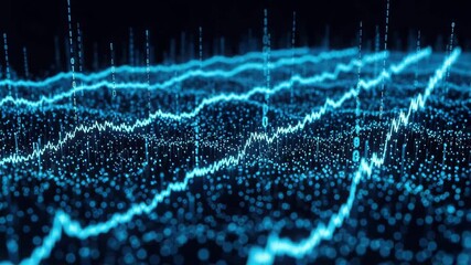 Abstract blue digital data streams and binary code flowing in a futuristic network - Powered by Adobe