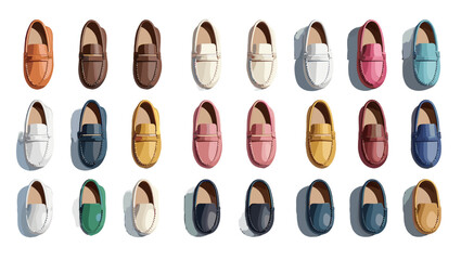 Fototapeta premium Moccasins Shoes Illustration Vectors showcasing handcrafted stitching, soft suede textures, and elegant forms that capture comfort, tradition, and the timeless charm of casual luxury.