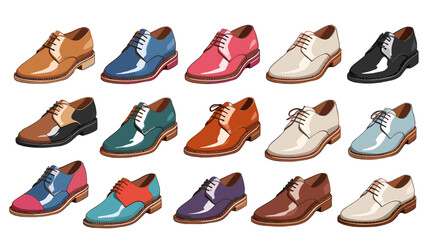 Fototapeta premium Derby Shoes Illustration Vectors showcasing polished leather textures, elegant silhouettes, and refined detailing that capture sophistication, confidence, and timeless formal style.