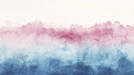 Fototapeta premium Gradient watercolor design with soft pink and blue tones blending smoothly, creating calm and artistic background with delicate texture and gentle color transitions