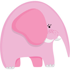 Cute Pink Elephant Illustration with Gentle Curves and Subtle Shading on a Transparent Background
