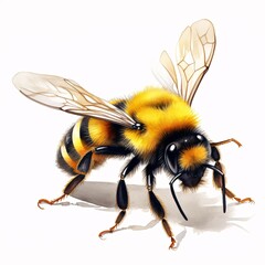 Detailed watercolor painting of a bumblebee