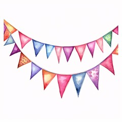 Fototapeta premium Colorful watercolor bunting flags festive decoration