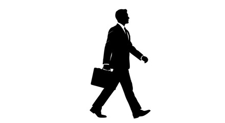 Silhouette of a man in a suit carrying a briefcase, walking