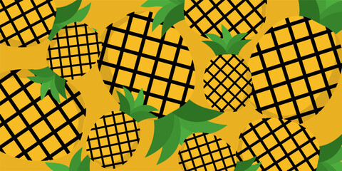 Yellow pineapple textured background. Design for banners, posters, and social media.