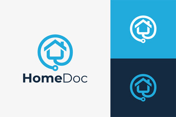 Modern health clinic and doctor to home logo design, medical care emblem with clean professional style