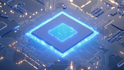 High-tech electronic component with glowing blue LEDs, great for tech-related illustrations and designs