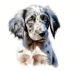 Fototapeta premium Adorable blue merle puppy portrait: a charming illustration of a young dog