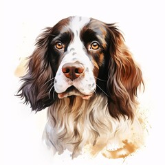 Elegant springer spaniel portrait in watercolor style