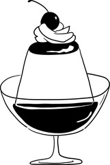 Hand Drawn Pudding Line Art Illustration
