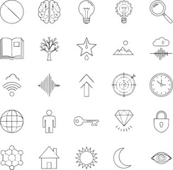 Fototapeta premium Collection of hand-drawn doodle vector icons representing various concepts and ideas