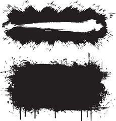 Distressed Grunge Black Ink Splatter and Stroke Vector Design