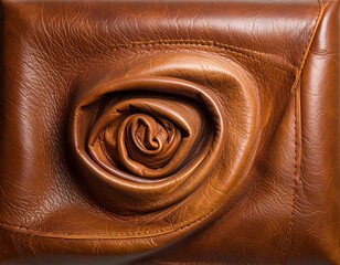 Obraz premium Close-up of a brown leather handbag with rose-like embellishment