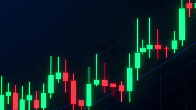A financial chart candlestick stock market forex trading uptrend green red analytics data finance optimism dynamic candlestick chart rising momentum price action bullish trend volatility investment