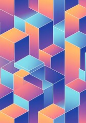 Obraz premium Dynamic arrangement of color gradient cubes forming a seamless pattern