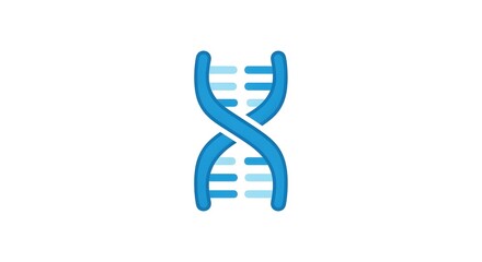 Minimalist flat icon representing the double helix structure of DNA in a blue abstract spiral