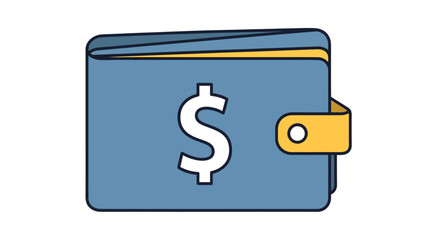 Obraz premium Blue Wallet with Dollar Sign Flat Icon Style for Financial Transactions