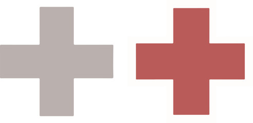 Minimalist Gray and Terracotta Cross Shapes with Rounded Corners
