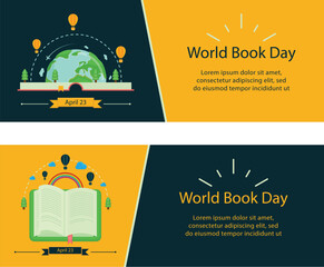 Banners planos del d&iacute;a mundial del libro