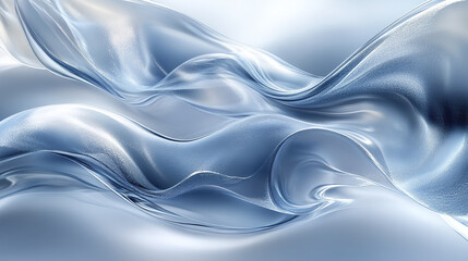 Fototapeta premium Transparent blue fabric flowing smoothly with soft light reflections, creating elegant and serene abstract background with silky texture and gentle curves