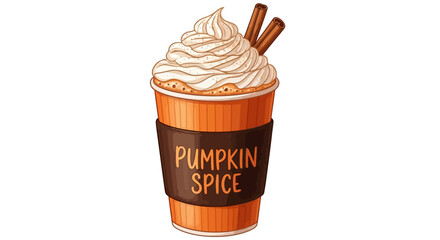 Cozy Pumpkin Spice Latte Illustration - Autumn Drink Digital Art & Vector