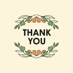 Obraz premium Thank you floral wreath card illustration.