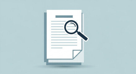 Fototapeta premium A magnifying glass over a document with lines of text the document has a folded corner and a shadow