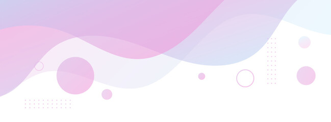 Abstract banner with flowing pastel gradients in purple and pink, featuring dynamic wave shapes and subtle geometric circles, ideal for modern digital backgrounds