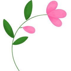 pink flower with green leaves