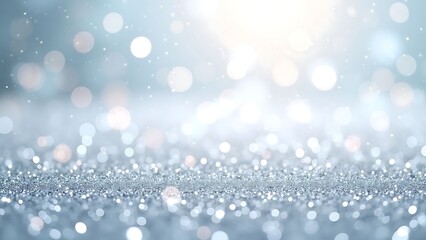 Glamorous Silver and Ice Blue Glitter Background with Bright Bokeh Effect for Winter Parties and Christmas Events