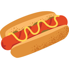 Delicious Hot Dog With Mustard And Pickles On A Bun Isolated On A Transparent Background © Rachman