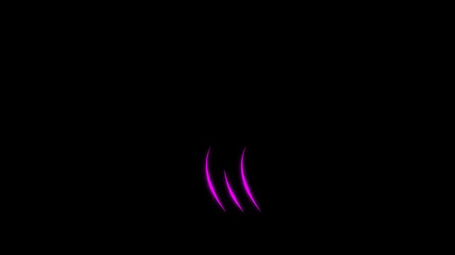 Three Curved Magenta Lines Glowing Against a Black Background Keywords: abstract, art, background, black, bright, curve, design, effect, energy, glowing, graphic, illustration, light, line