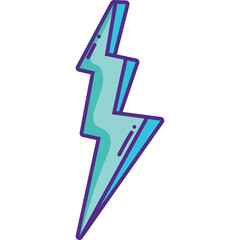 Stylized blue lightning bolt symbol with purple outline on a transparent background
