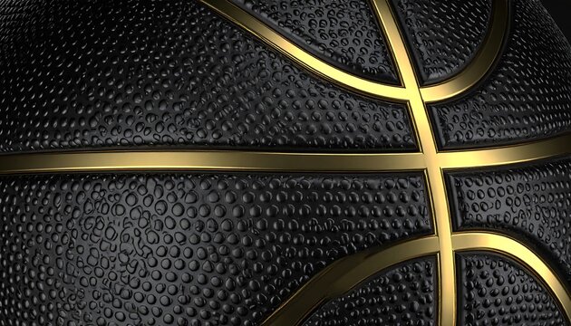 Luxurious Black and Gold Basketball Sport Design with Detailed Texture, and CloseUp.