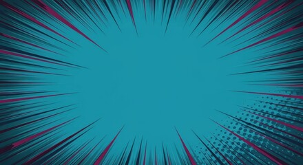 Retro comic book background pattern with dynamic radial motion lines and bold halftone dots. Abstract pop art style backdrop ,lines ,modern ,stripes