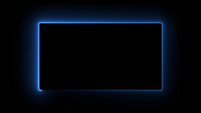 Electric Blue Neon Rectangular Frame with Soft Glow on Dark Black Background abstract border
