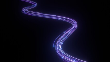 紫のネオンのケーブルがカーブしながら進むかっこいい背景イラスト。近未来的なカード素材