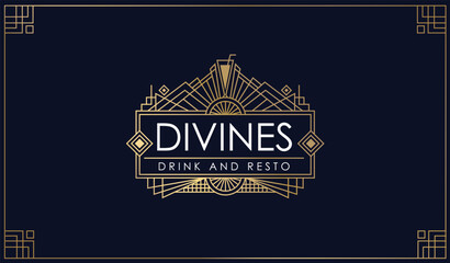 Cocktail bar and restaurant logo design in vintage art deco style © Artcilpa99d