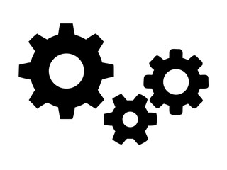 Gear set. Black gear set. Gear setting vector icon. Gear wheel isolated on white background

