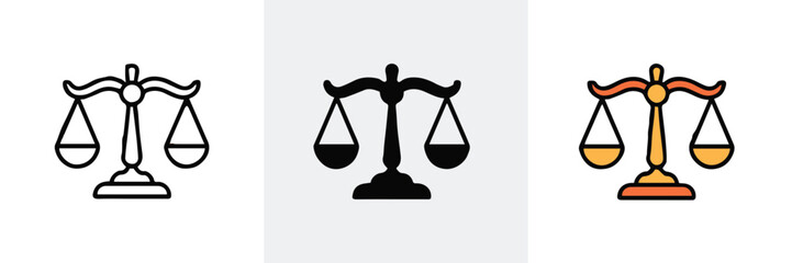 law and justice balance scale icons vector ai eps jpeg png modern flat gradient symbols