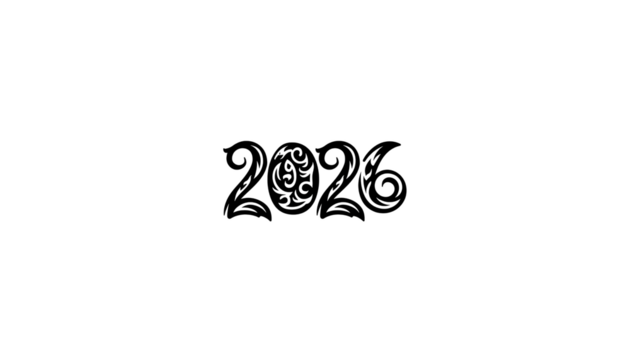 Intricate Decorative Design of the Year 2026 A Stylish Artistic Representation for Future Concepts