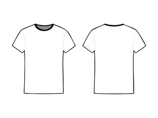 Blank white t-shirt template. Front and back view

