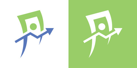 A modern logo combining a money symbol and upward arrow, symbolizing finance, investment, and growth.