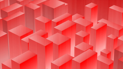 Abstract Isometric Red Cubes Cityscape Technology Background