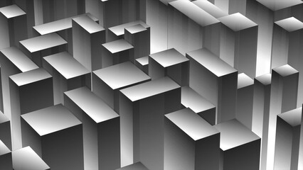 Monochrome Abstract Cubes Cityscape Technology Background