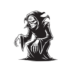 Norman Halloween Shadow Art – Black Silhouette on White.