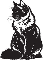 Majestic black cat silhouette detailed fur texture elegant feline portrait for graphic design projects