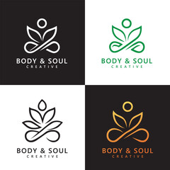 collection of sports flower yoga vector logo designs. body and soul vector logo design set Template