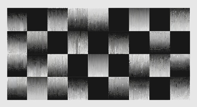 Monochrome Abstract Checkered Pattern Grayscale Squares in a Digital Artwork Displaying Visual Textures